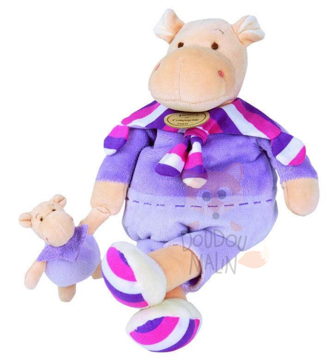  les zamigolos peluche léo lhippopotame et son bébé violet 